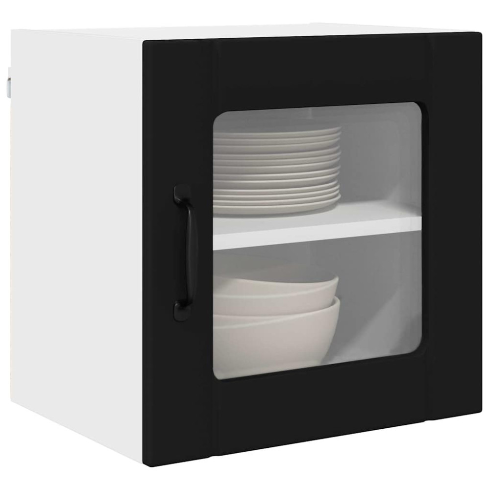 Produktbild för Väggglasförråd LUCCA Svart 40 x 31 x 40 cm Konstruerat trä
