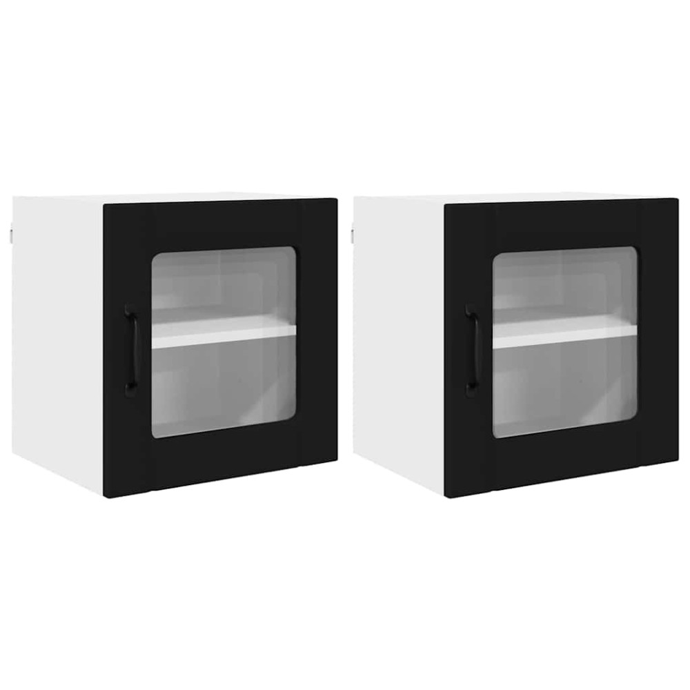Produktbild för Väggglasförråd LUCCA 2 pcs Svart 40 x 31 x 40 cm