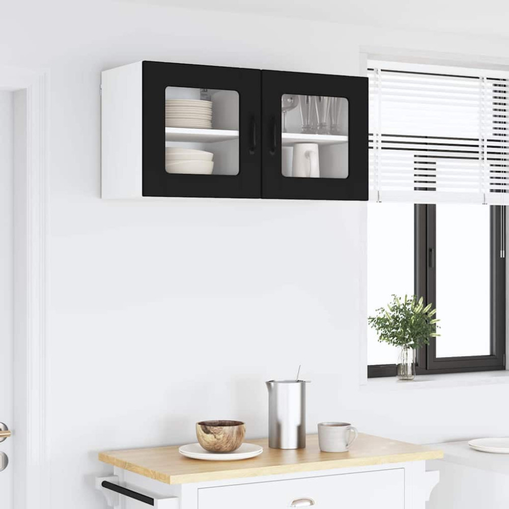 Produktbild för Väggglasförråd LUCCA 2 pcs Svart 40 x 31 x 40 cm