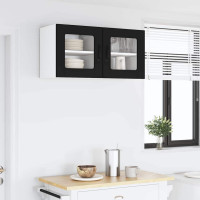 Produktbild för Väggglasförråd LUCCA 2 pcs Svart 40 x 31 x 40 cm