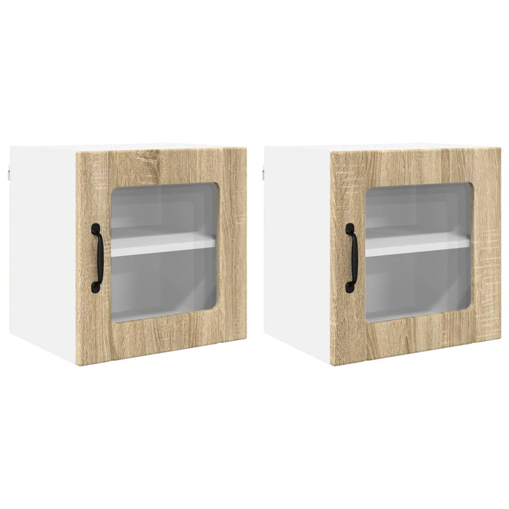 Produktbild för Väggglasförråd LUCCA 2 pcs Sonoma-ek 40 x 31 x 40 cm