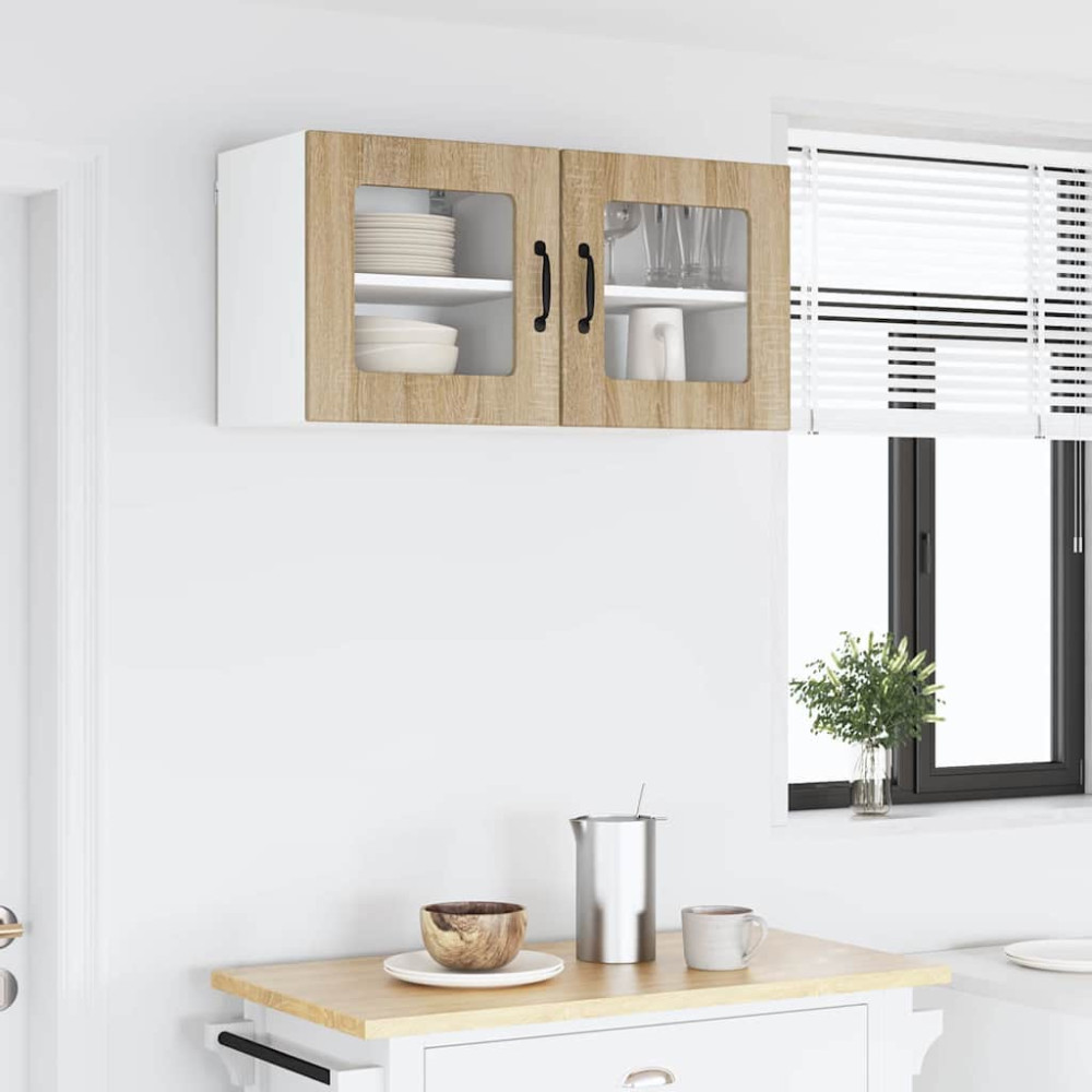 Produktbild för Väggglasförråd LUCCA 2 pcs Sonoma-ek 40 x 31 x 40 cm