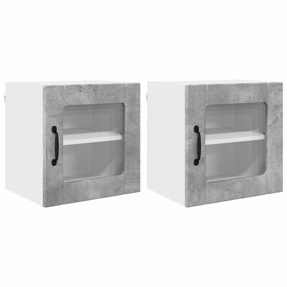 Produktbild för Väggglasförråd LUCCA 2 pcs Betonggrå 40 x 31 x 40 cm