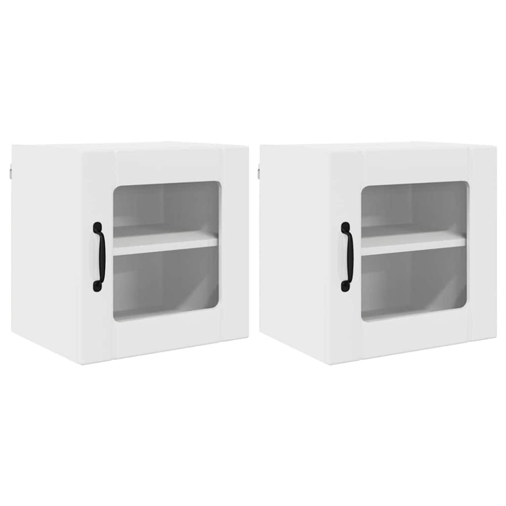 Produktbild för Väggglasförråd LUCCA 2 pcs Vit högglans 40 x 31 x 40 cm