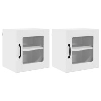 Produktbild för Väggglasförråd LUCCA 2 pcs Vit högglans 40 x 31 x 40 cm