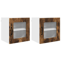 Produktbild för Väggglasförråd LUCCA 2 pcs Rökt ek 40 x 31 x 40 cm