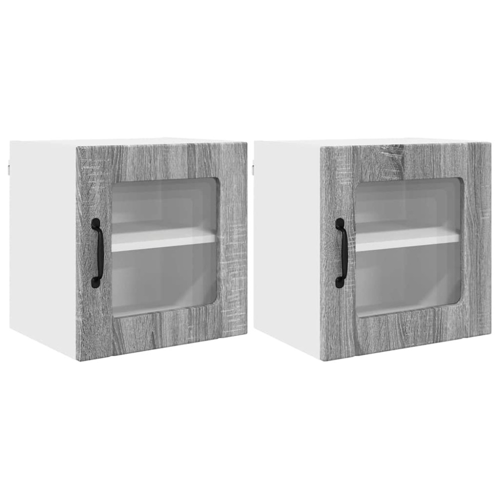 Produktbild för Väggglasförråd LUCCA 2 pcs Grå sonoma-ek 40 x 31 x 40 cm