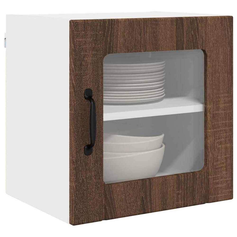 Produktbild för Väggglasförråd LUCCA Brun ek 40 x 31 x 40 cm Konstruerat trä