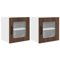 Produktbild för Väggglasförråd LUCCA 2 pcs Brun ek 40 x 31 x 40 cm
