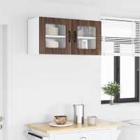 Produktbild för Väggglasförråd LUCCA 2 pcs Brun ek 40 x 31 x 40 cm