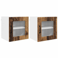 Produktbild för Väggglasförråd LUCCA 2 pcs Gammalt trä 40 x 31 x 40 cm