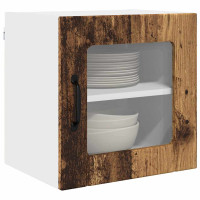 Produktbild för Väggglasförråd LUCCA 2 pcs Gammalt trä 40 x 31 x 40 cm