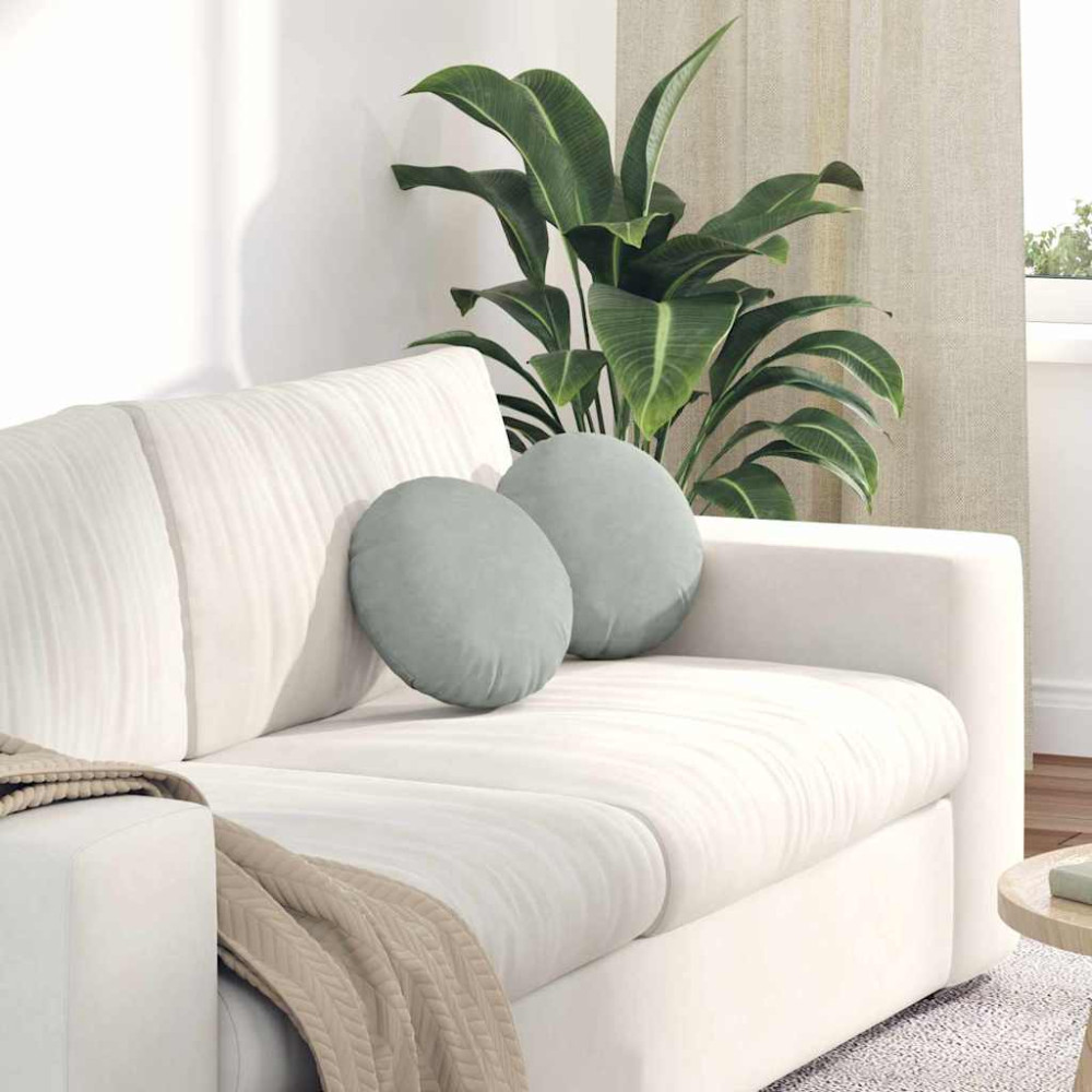 Produktbild för Sittkuddar 2 pcs Ljusgrå Ø30 x 13 cm Sammet
