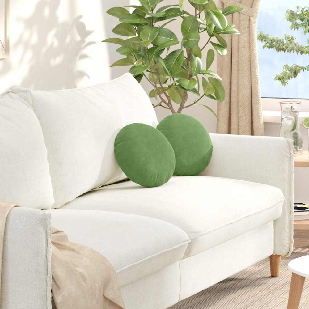 Produktbild för Sittkuddar 2 pcs Ljusgrön Ø30 x 13 cm Sammet