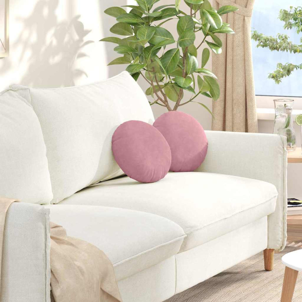 Produktbild för Sittkuddar 2 pcs Rosa Ø30 x 13 cm Sammet
