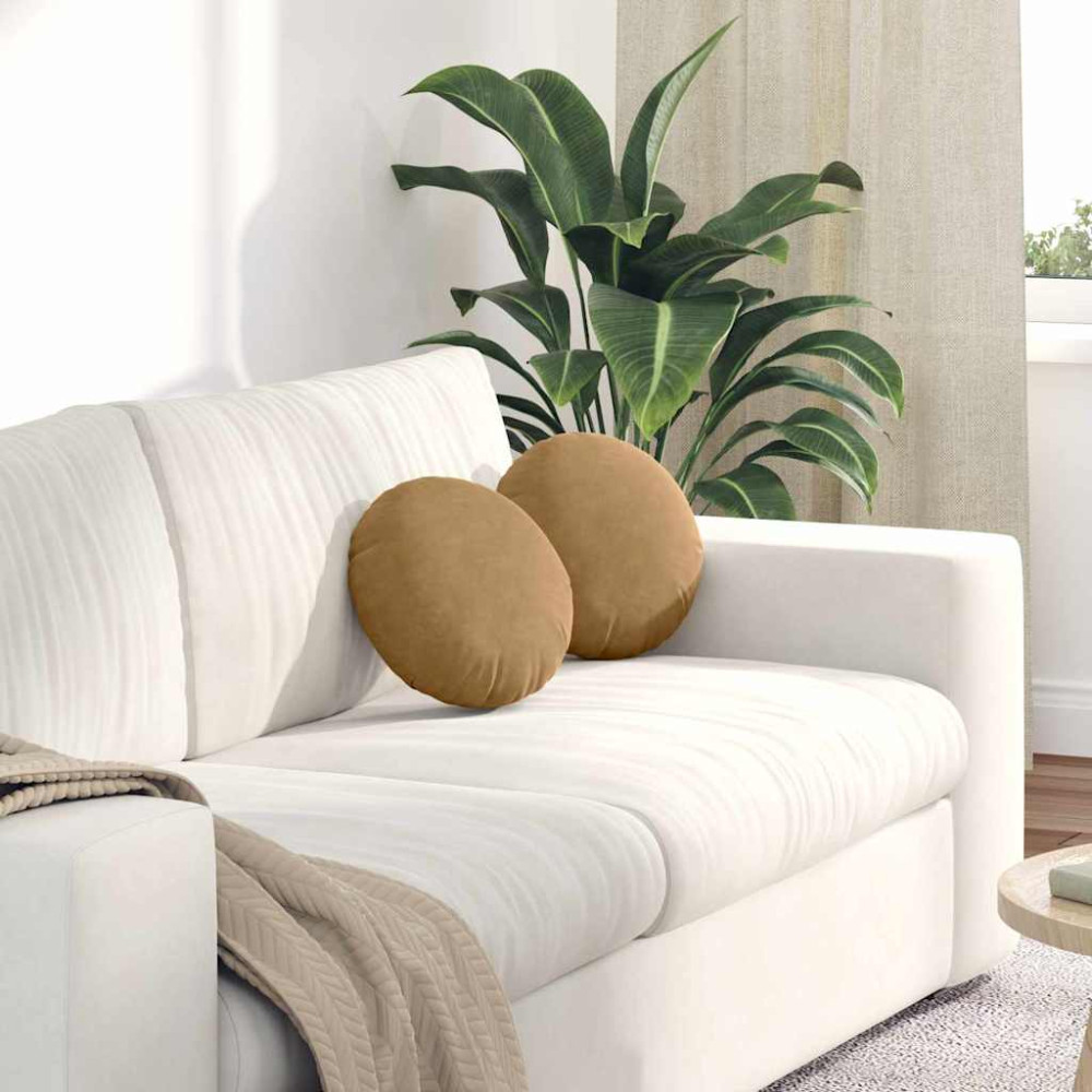Produktbild för Sittkuddar 2 pcs Brun Ø30 x 13 cm Sammet