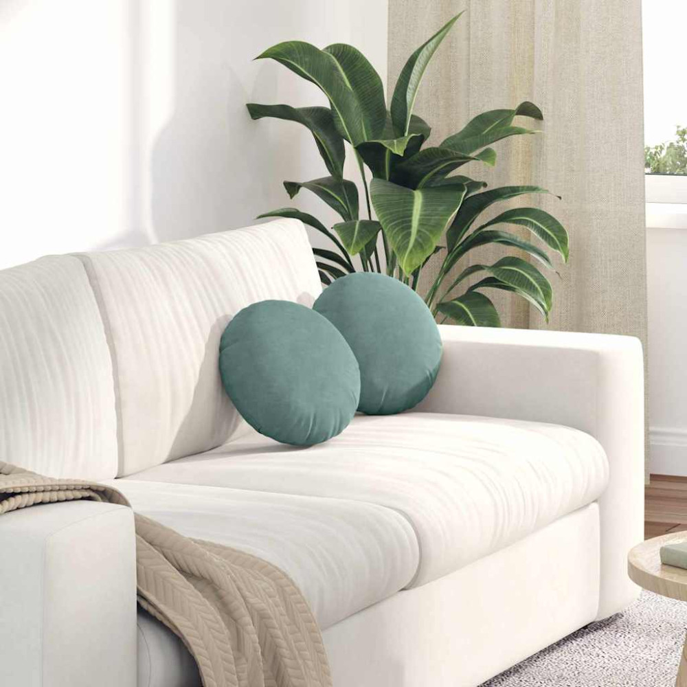 Produktbild för Sittkuddar 2 pcs Havgrön Ø30 x 13 cm Sammet
