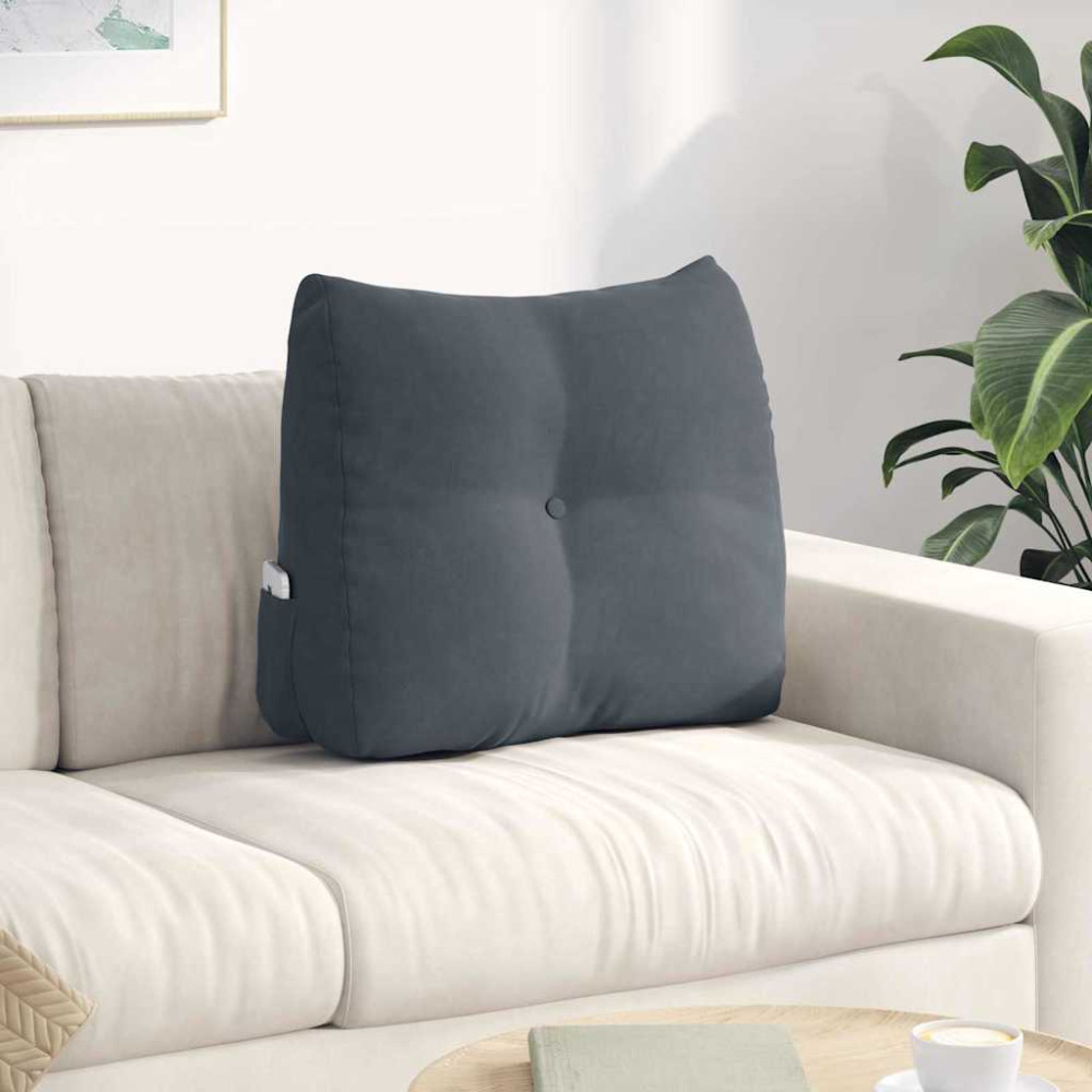 Produktbild för Ryggkudde Mörkgrå 60 x 24 x 50 cm Sammet