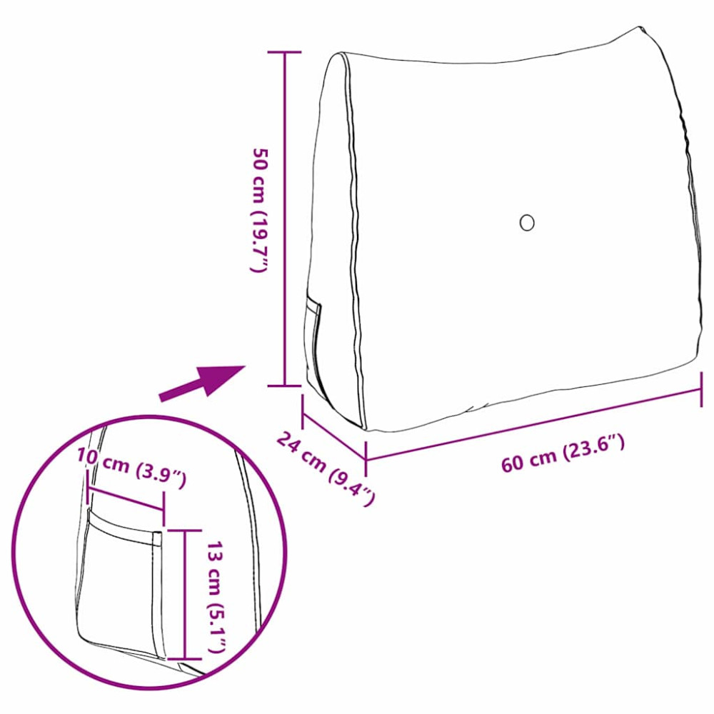 Produktbild för Ryggkudde Mörkgrå 60 x 24 x 50 cm Sammet