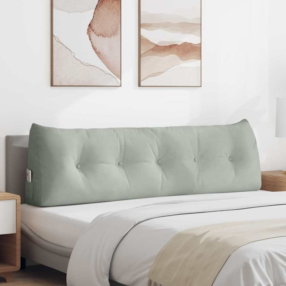 Produktbild för Ryggkudde Ljusgrå 160 x 24 x 50 cm Sammet