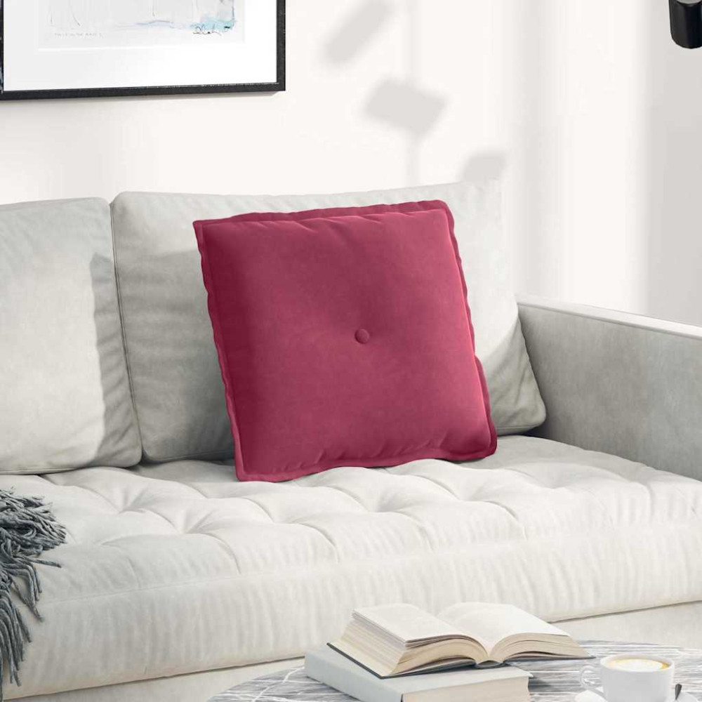 Produktbild för Ryggkudde Vinröd 50 x 45 cm Kordread tyg
