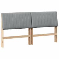 Produktbild för Klädd sänggavel Ljusgrå 180 cm Massiv furu