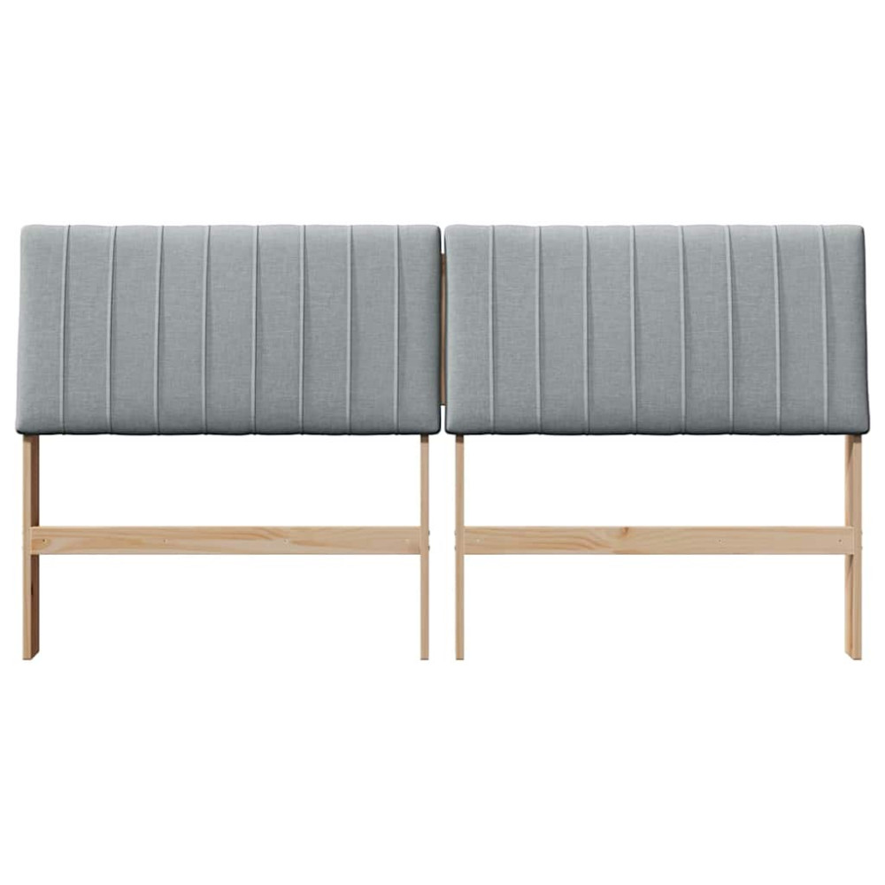 Produktbild för Klädd sänggavel Ljusgrå 180 cm Massiv furu