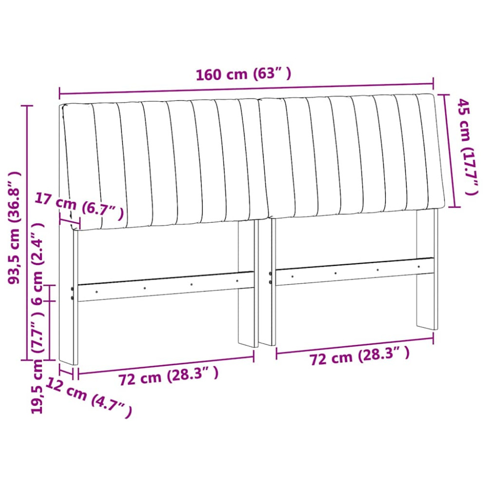 Produktbild för Klädd sänggavel Ljusgrå 160 cm Massiv furu