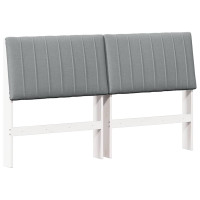 Produktbild för Klädd sänggavel Ljusgrå 160 cm Massiv furu