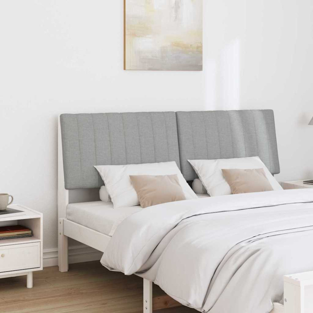 Produktbild för Klädd sänggavel Ljusgrå 160 cm Massiv furu