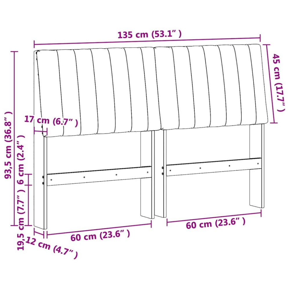 Produktbild för Klädd sänggavel Ljusgrå 135 cm Massiv furu