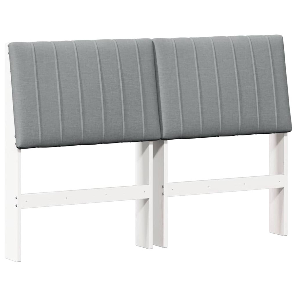 Produktbild för Klädd sänggavel Ljusgrå 135 cm Massiv furu
