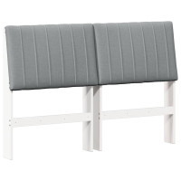 Produktbild för Klädd sänggavel Ljusgrå 135 cm Massiv furu