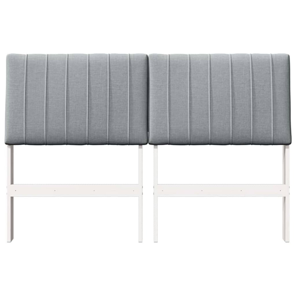 Produktbild för Klädd sänggavel Ljusgrå 135 cm Massiv furu
