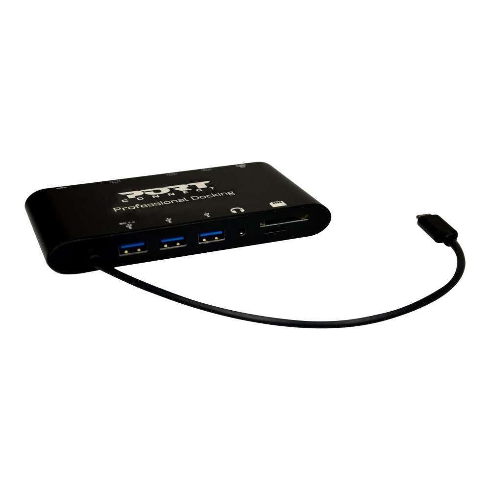 Produktbild för PORT connect TRAVEL 1X4K ++ - dockningsstation - USB-C - VGA, HDMI, Mini DP - 1GbE