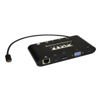 Produktbild för PORT connect TRAVEL 1X4K ++ - dockningsstation - USB-C - VGA, HDMI, Mini DP - 1GbE
