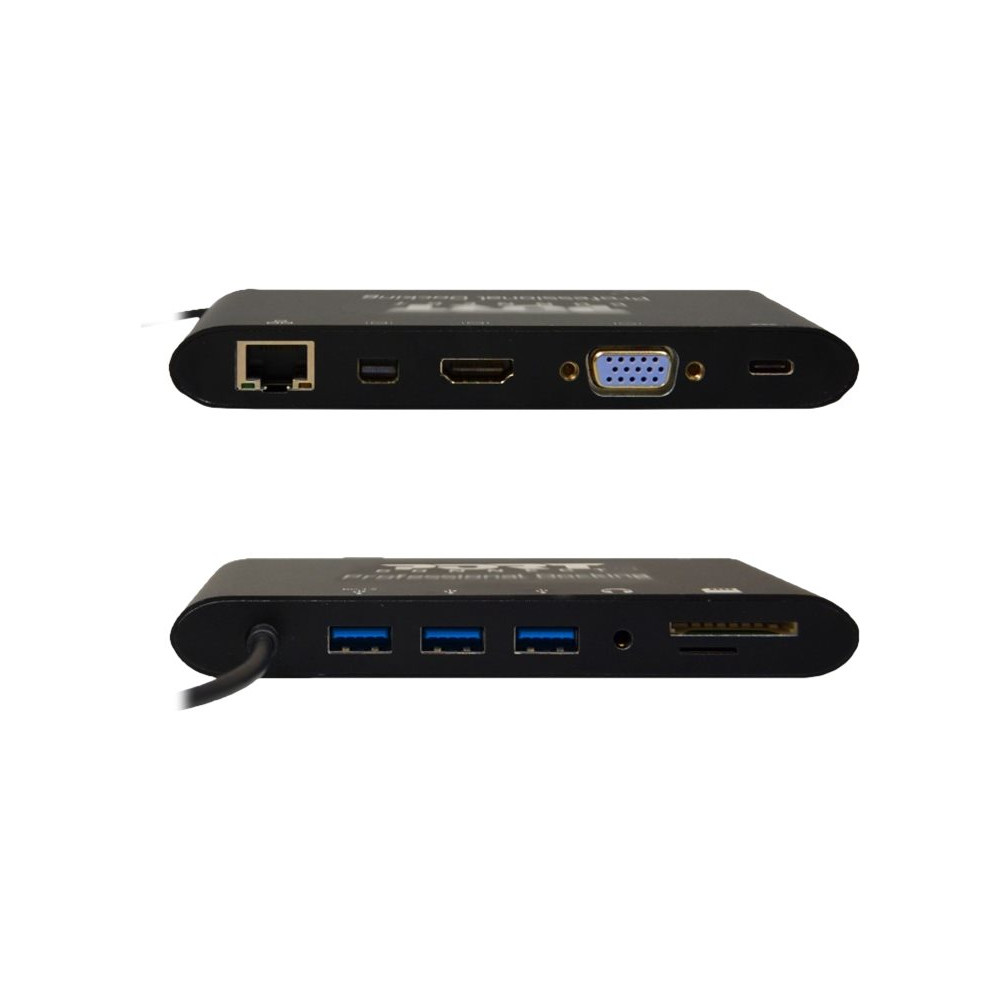 Produktbild för PORT connect TRAVEL 1X4K ++ - dockningsstation - USB-C - VGA, HDMI, Mini DP - 1GbE