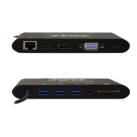 Produktbild för PORT connect TRAVEL 1X4K ++ - dockningsstation - USB-C - VGA, HDMI, Mini DP - 1GbE