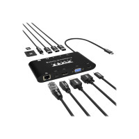 Produktbild för PORT connect TRAVEL 1X4K ++ - dockningsstation - USB-C - VGA, HDMI, Mini DP - 1GbE