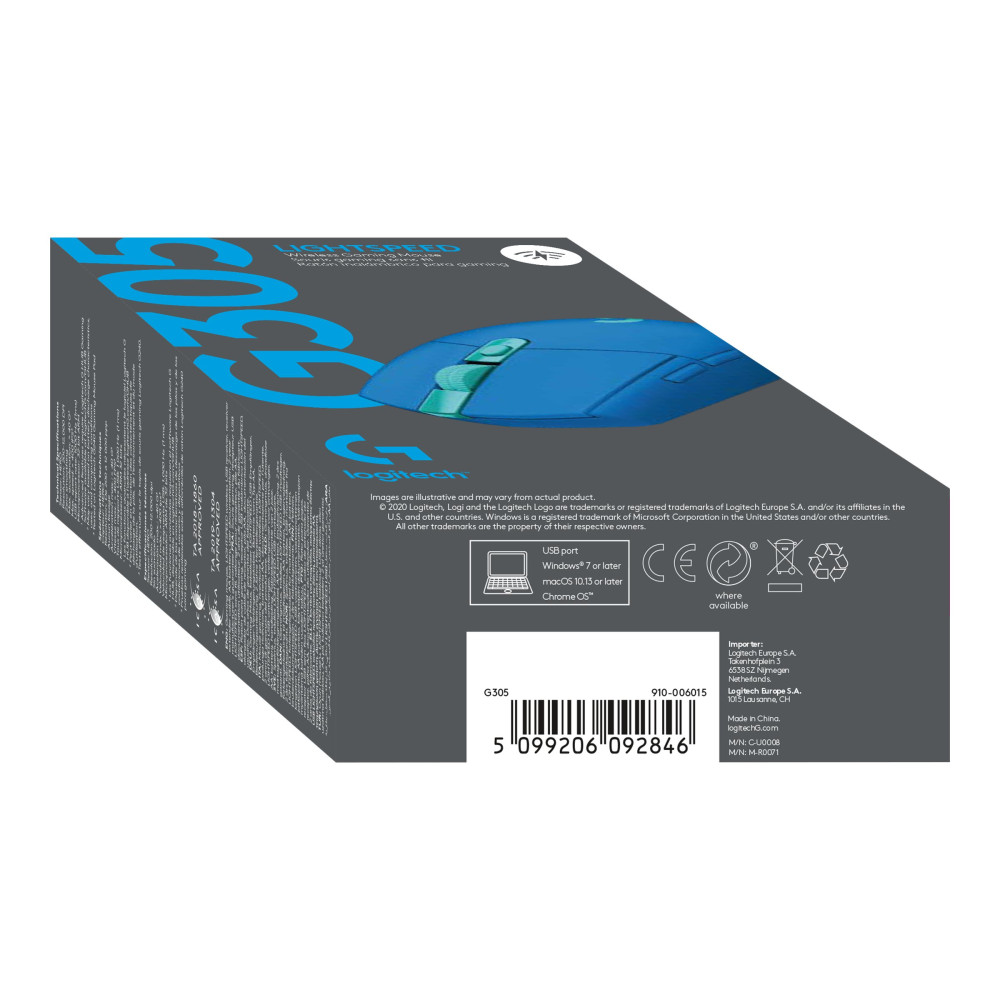 Produktbild för Logitech G G305 - mus - 2.4 GHz - blå