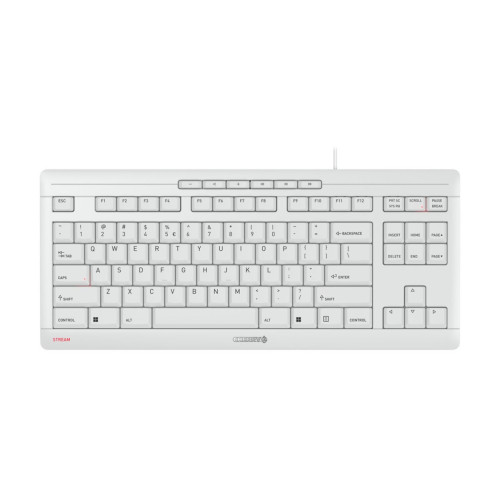 CHERRY CHERRY STREAM KEYBOARD TKL - tangentbord - USA med eurosymbol - blekgrå Inmatningsenhet