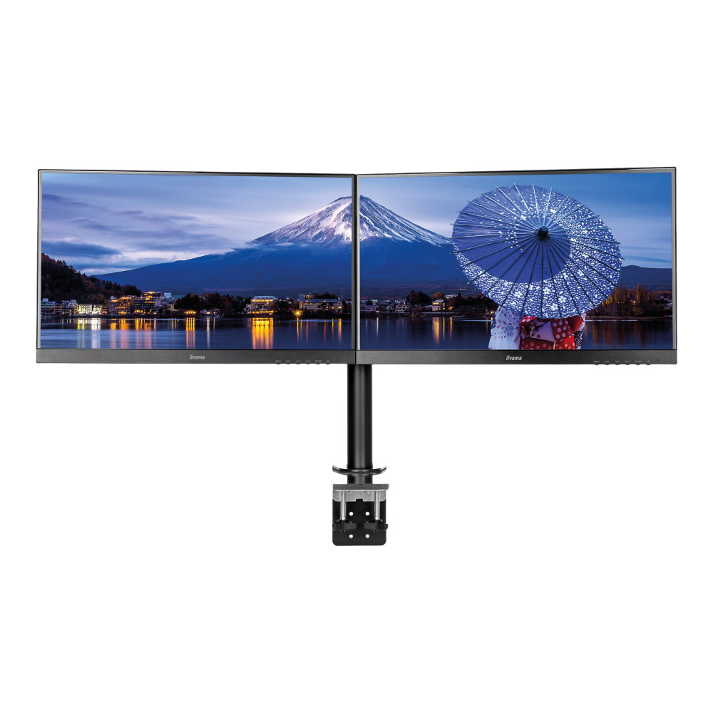 Produktbild för Iiyama DS1002C-B1 monteringssats - justerbar arm - för 2 monitorer - svart
