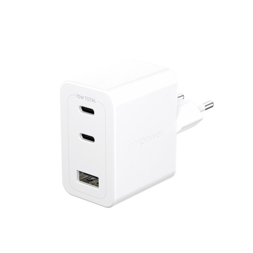 PanzerGlass empower by PanzerGlass strömadapter - 2 x USB-C, USB typ A - 70 watt