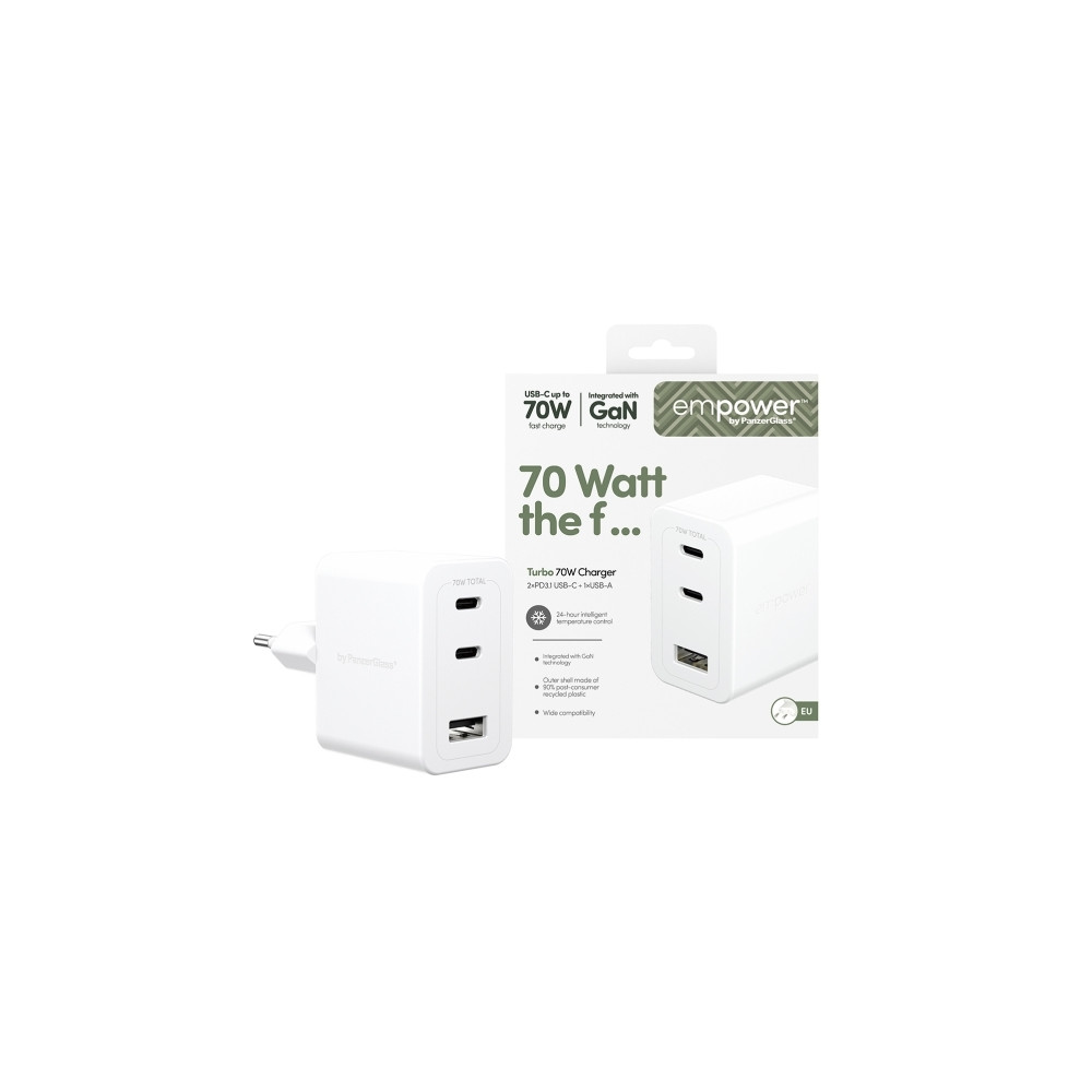 Produktbild för empower by PanzerGlass strömadapter - 2 x USB-C, USB typ A - 70 watt