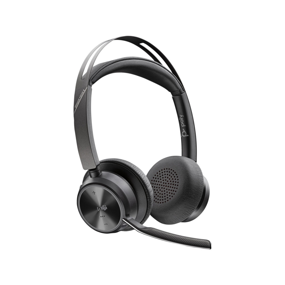 Produktbild för HP Poly Voyager Focus 2 - headset - USB-C via Bluetooth-adapter, USB-A via Bluetooth-adapter - med laddningsställ