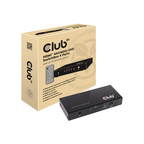 Club 3D Club 3D SenseVision CSV-1370 - video-/ljudomkopplare - 4 portar