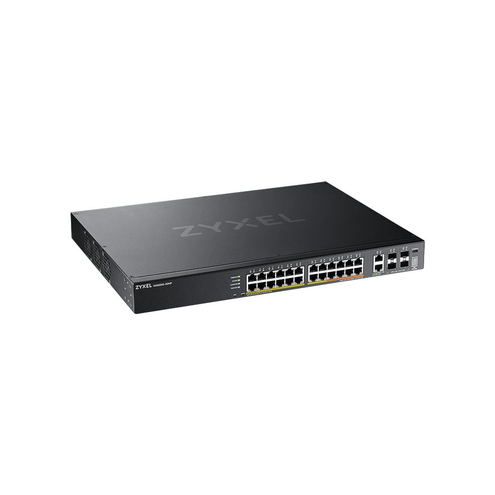 Produktbild för Zyxel XGS2220 Series XGS2220-30HP - switch - 24-portars GbE L3-åtkomst, NebulaFLEX Cloud med 6 10G uplink - 30 portar - Administrerad - rackmonterbar