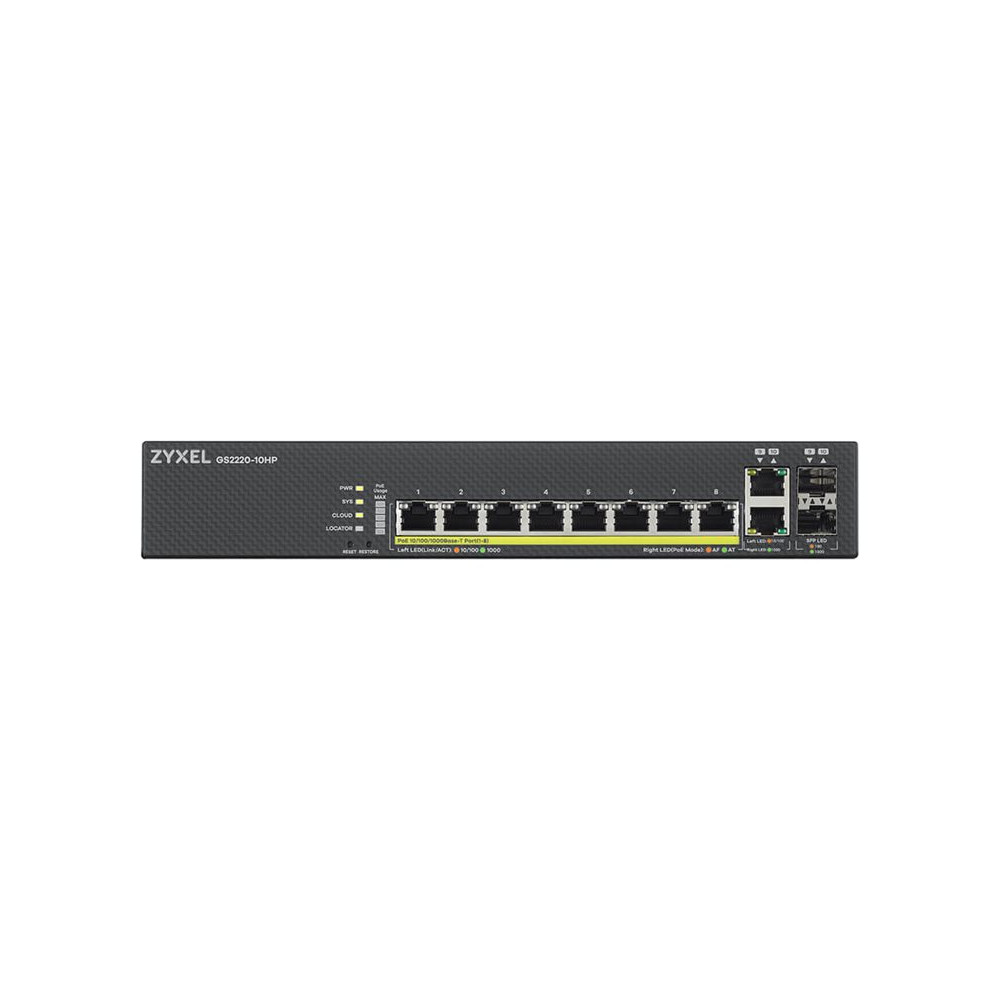 Produktbild för Zyxel GS2220-10HP - switch - 8 portar - Administrerad - rackmonterbar