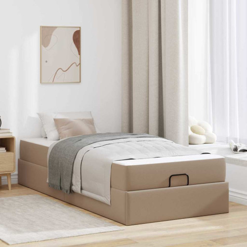 vidaXL Sängram med madrass Övrigt 2 pcs Tan PVC