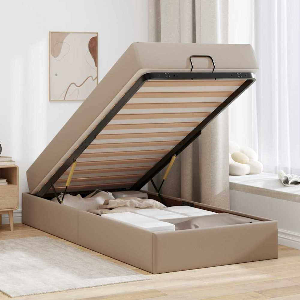 Produktbild för Sängram med madrass Övrigt 2 pcs Tan PVC